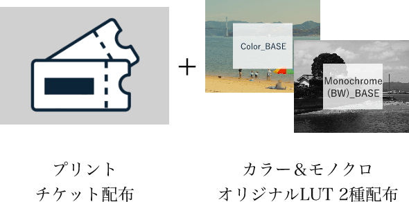 プリントチケット配布＋カラー＆モノクロオリジナルLUT 2種配布